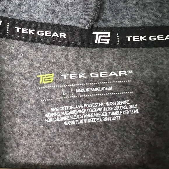 Tek Gear Dark Gray and Light Gray Fleece Lined Full Zip Hoodie - size Large - Picture 3 of 7